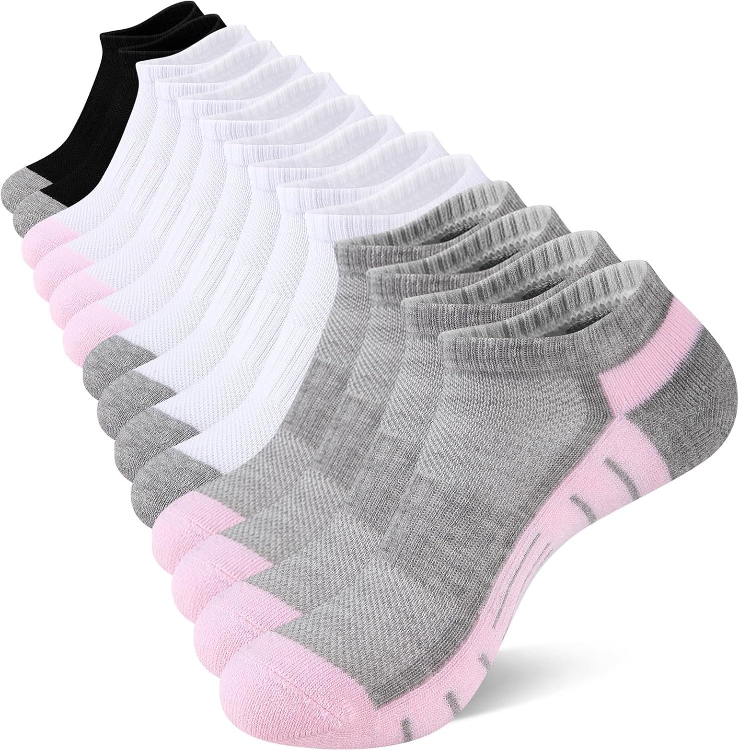 Heatuff 7 Pairs Ankle Socks Womens Athletic Cushioned Running Low Cut Socks for Women