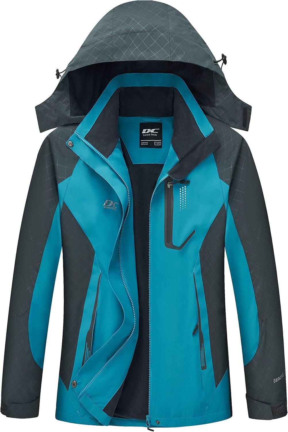 Diamond Candy Women’s Waterproof Rain Jacket with Hood Lightweight Outdoors Raincoat