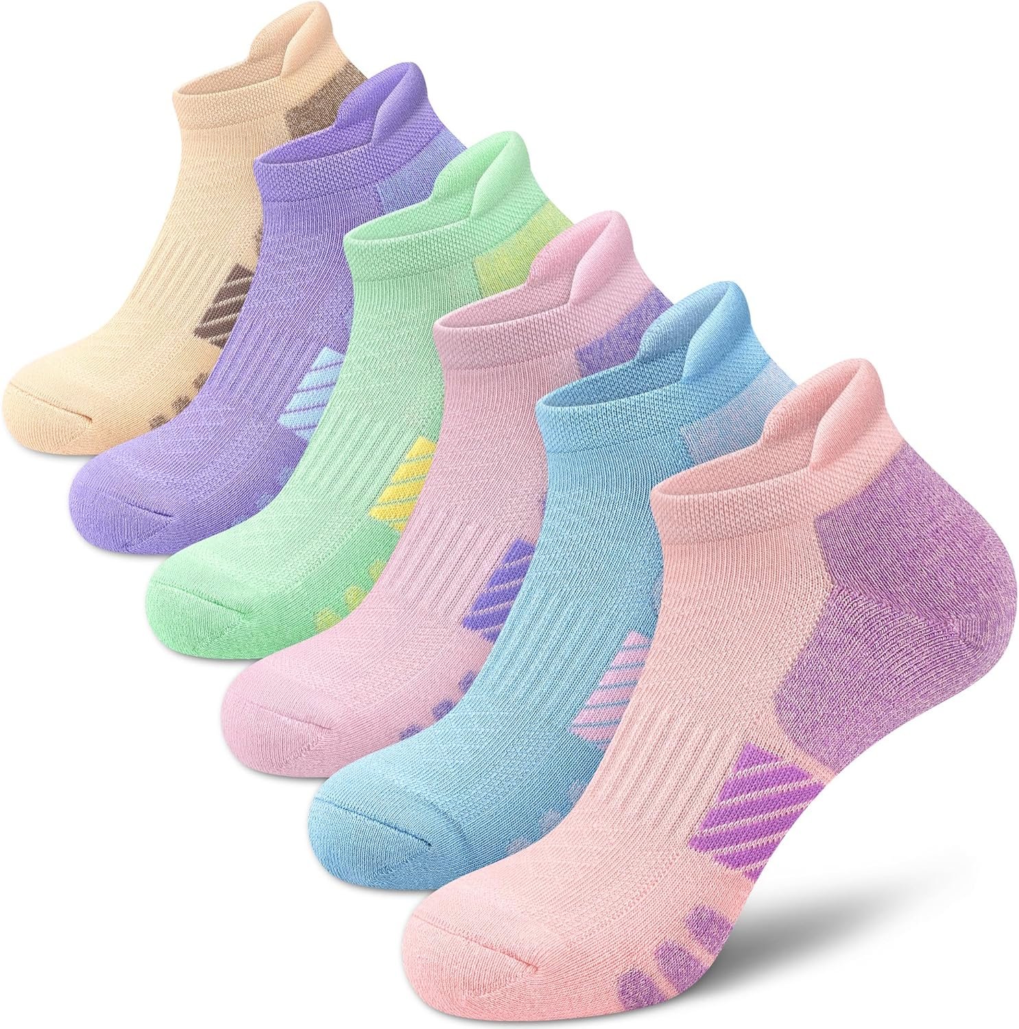 Ankle Socks Women Anti-blister Breathable Running Athletic Cushioned Socks 3/6 Pairs