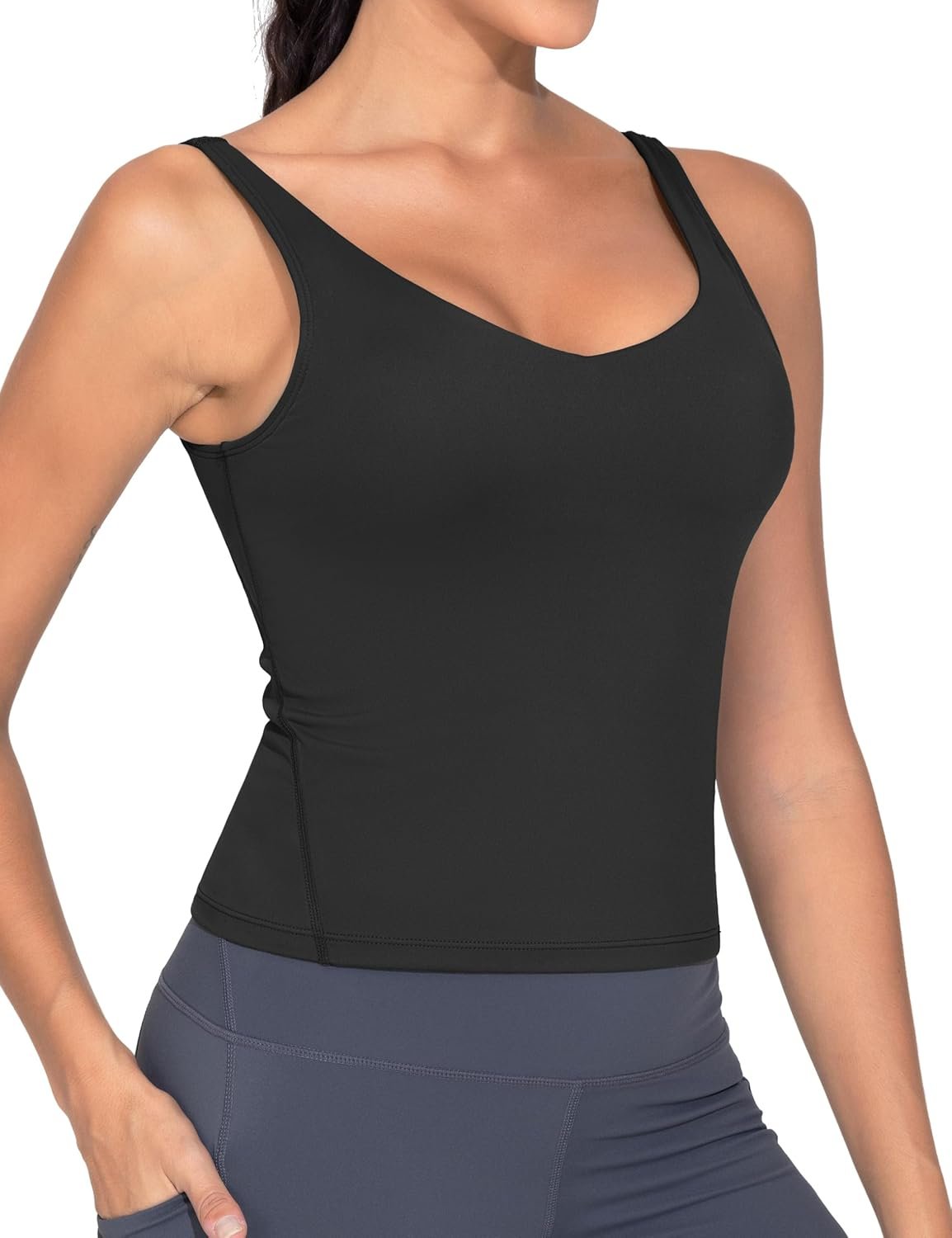 THE GYM PEOPLE Women’s Longline Sports Bra Wirefree Padded Workout Yoga Tank Top