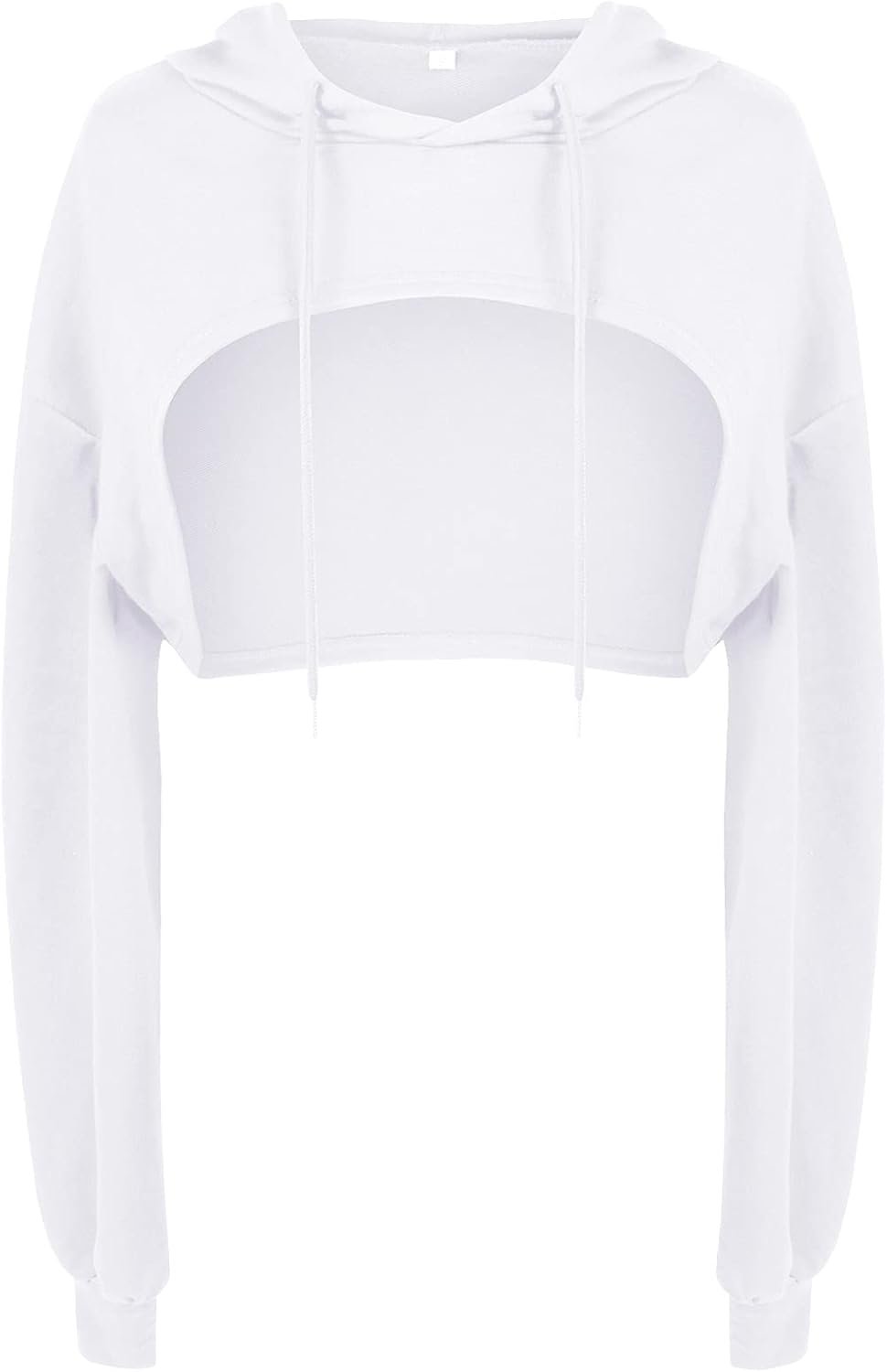 BEJONS Women Long Sleeve Cropped Super Crop Top Hoodies Sweatshirt Aesthetic Punk Hip Hop Dance Sexy Rave Cloth