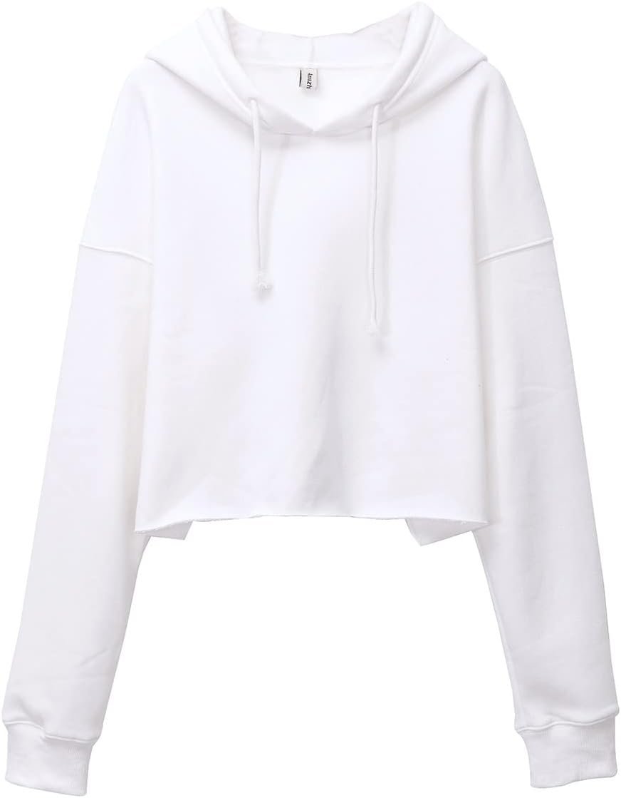 Amazhiyu Women’s Cropped Hoodies Long Sleeves Fleece Crop Top Sweatshirt with Hooded