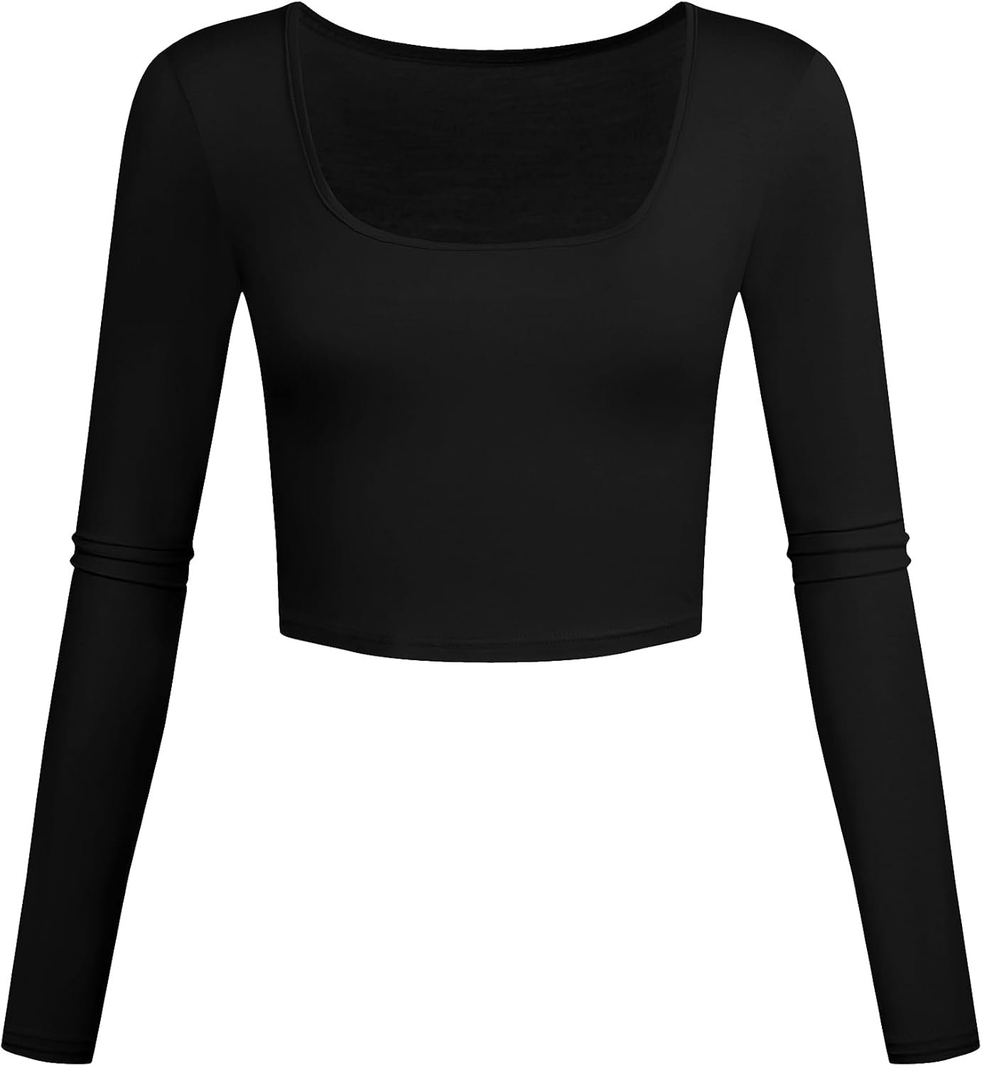 Lightweight Square Neck Crop Tops Long Sleeve Slim Fit Basic Shirts for Women