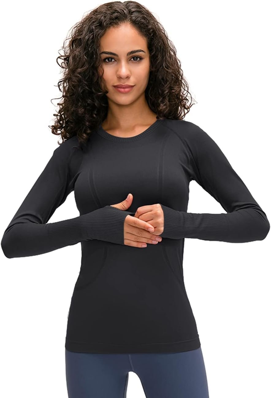 LUYAA Women’s Workout Tops Long Sleeve Shirts Yoga Sports Breathable Gym Athletic Top Slim Fit