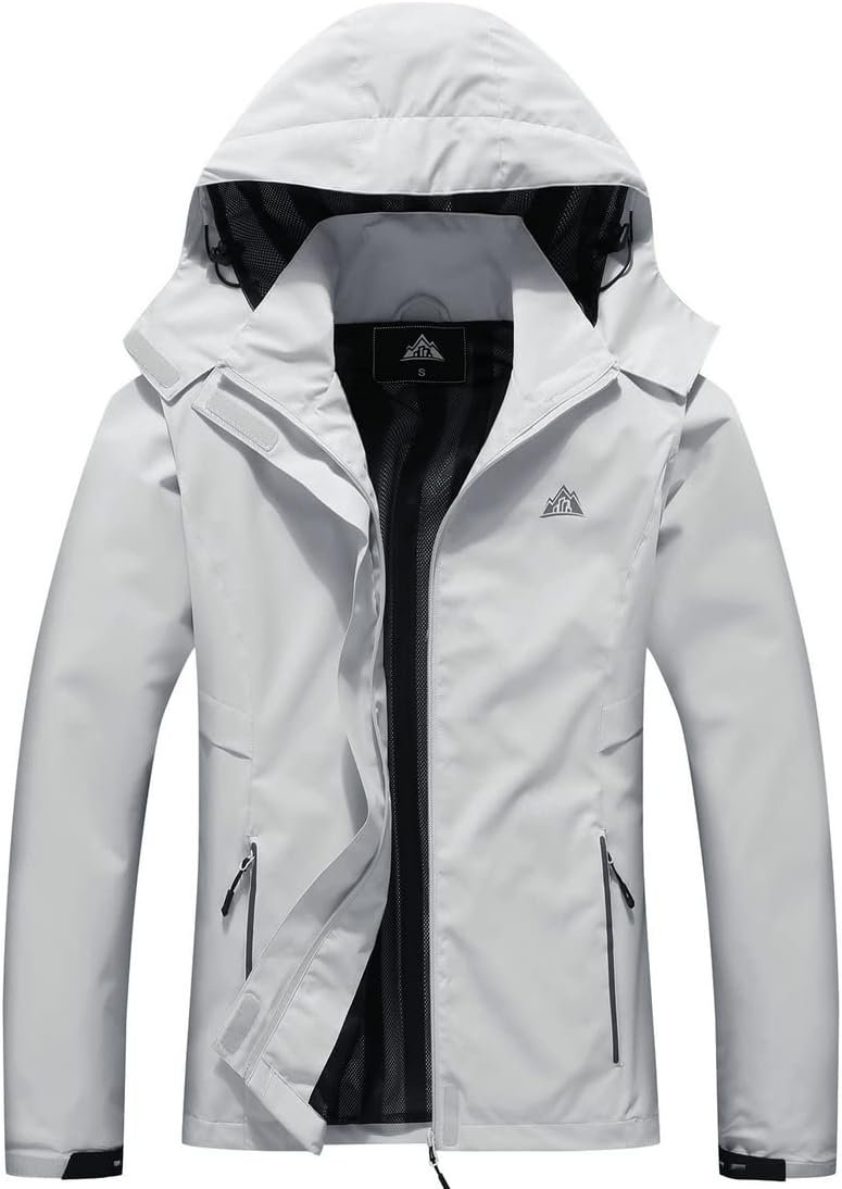 MOERDENG Women’s Waterproof Rain Jacket Lightweight Raincoat Hooded Hiking Jacket Softshell Windbreaker