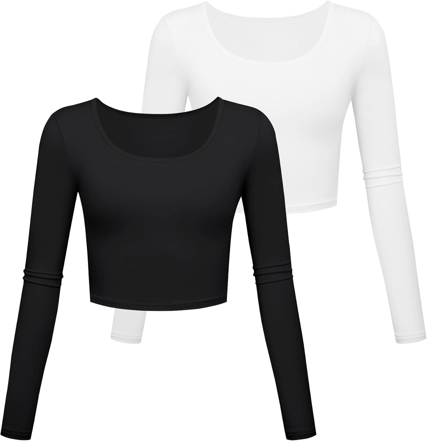 Long Sleeve Crop Tops for Women Workout Basic Clothes Fitted Slim Scoop Neck Cute Yoga Shirts