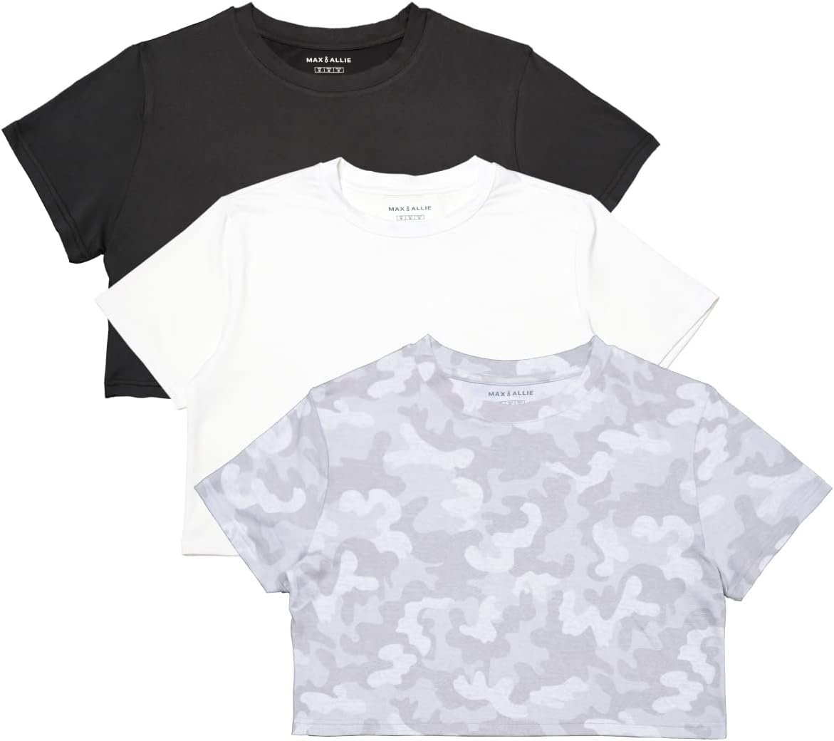Women’s Ultra Soft Cropped T Shirt Crew Neck Tees Casual Loose Fit Basic Lightweight