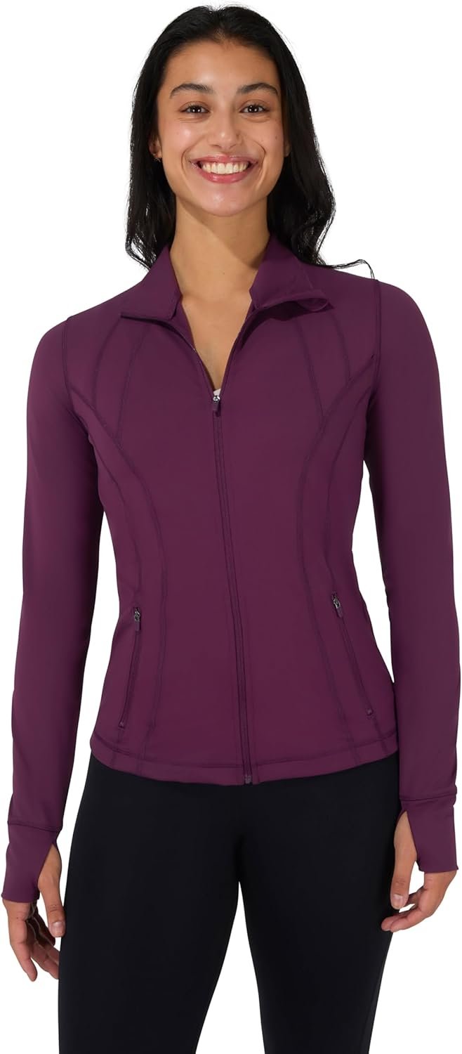 90 Degree By Reflex Full Zip Running Track Jacket Lightweight Athletic Slim Fit Jacket with Thumbholes