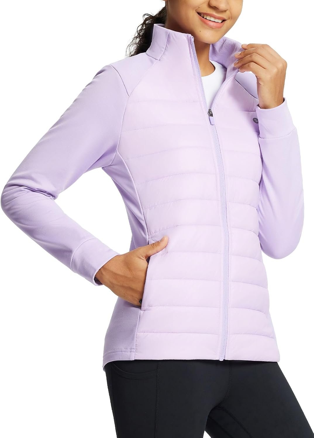baleaf Women’s Running Jacket Winter Lightweight Water Resistant Puffer Coat Fall Cold Weather Hiking Zip Pockets