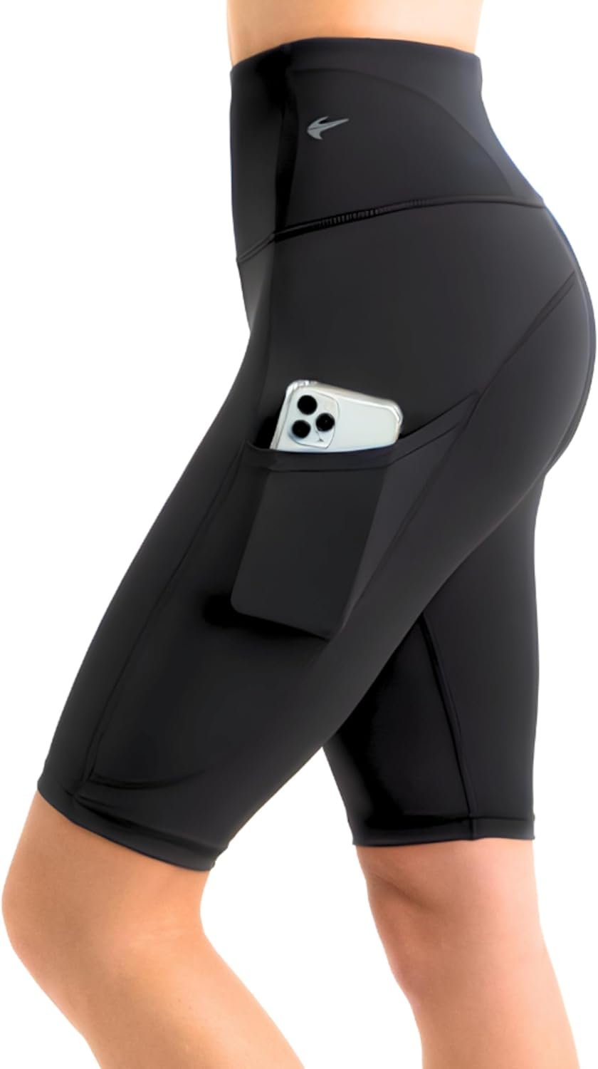 CompressionZ Women’s Compression High Waisted Biker Shorts – Tummy Control, Athletic, Gym, Running, Yoga, Workouts