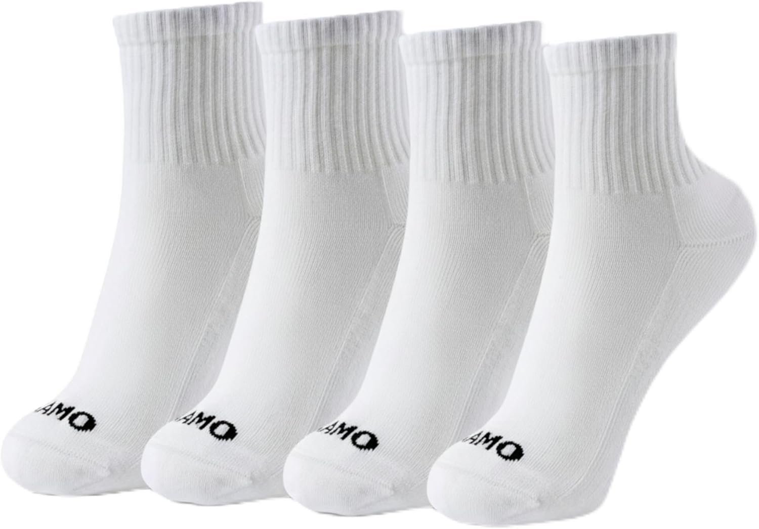 Kamo Fitness Daily 4-Pack – Women’s Ankle Socks, Athletic Half Crew, Cotton Mid-Calf, Cushioned Sole, Seamless Toe, Size 5-9