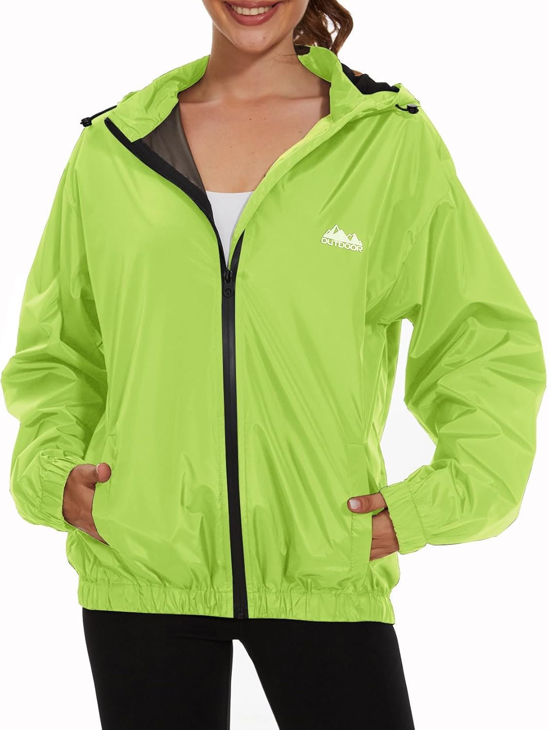 OSTOO Women’s Running Cycling Lightweight Rain Jacket Waterproof with Hood Hiking Wind Breakers Pullover