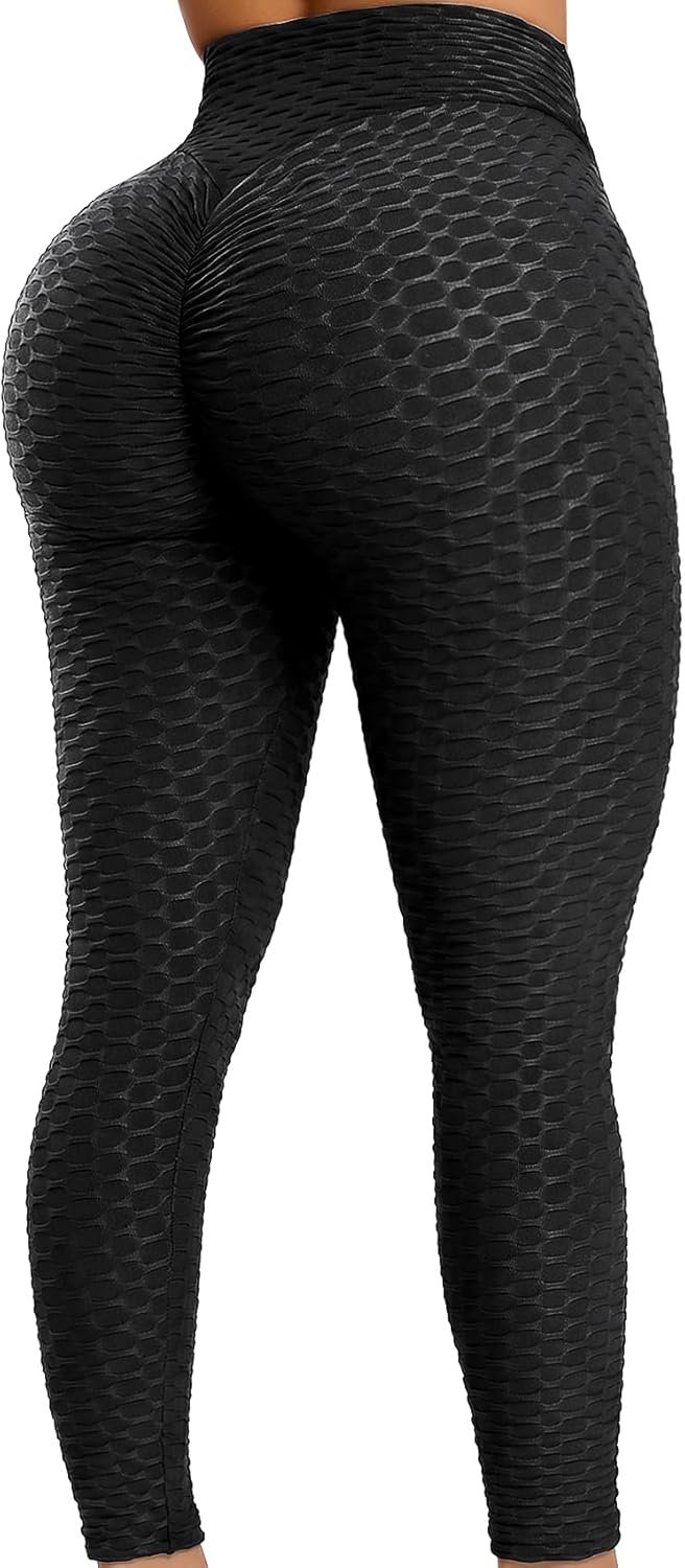 FITTOO Womens High Waisted Yoga Pants Tummy Control Scrunched Booty Leggings Workout Running Butt Lift Textured Tights