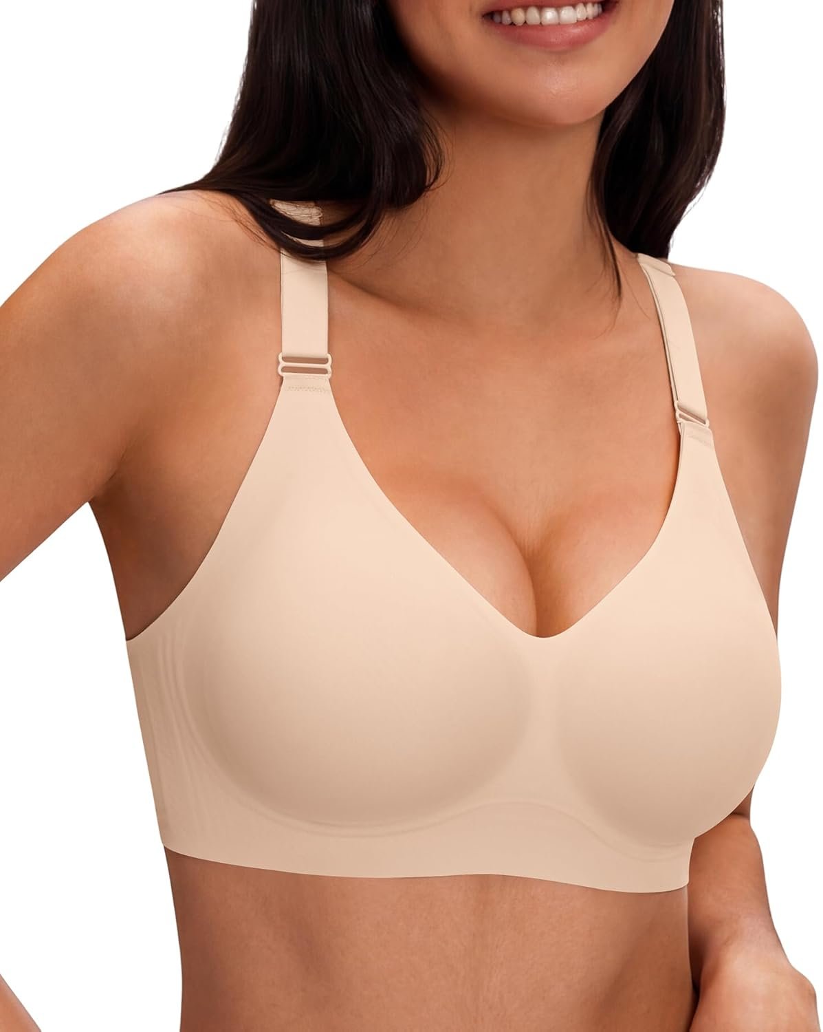 Jelly Bras for Women Deep V Wireless Seamless Tshirt Bras Push Up Plunge Supportive No Underwire Bralettes Bras