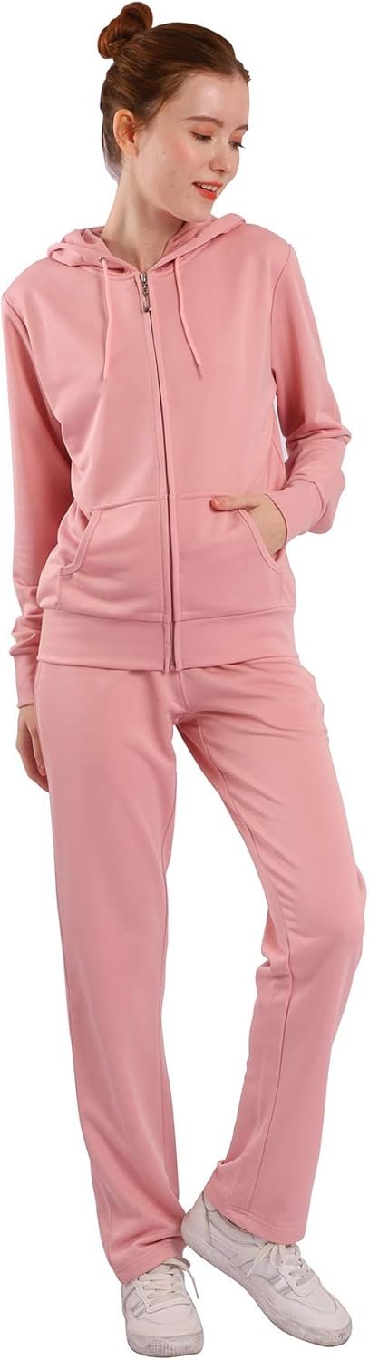 LeeHanTon Tracksuit Sets Womens 2 Piece Sweatsuits Fashion Cozy Fleece Zip Up Hoodies and Sweatpants Jogging Sets