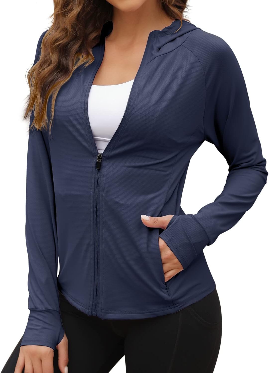 We1Fit Women’s UPF 50+ Sun Protection Jacket Hoodie Sun Shirts Hiking Running Athletic Shirt
