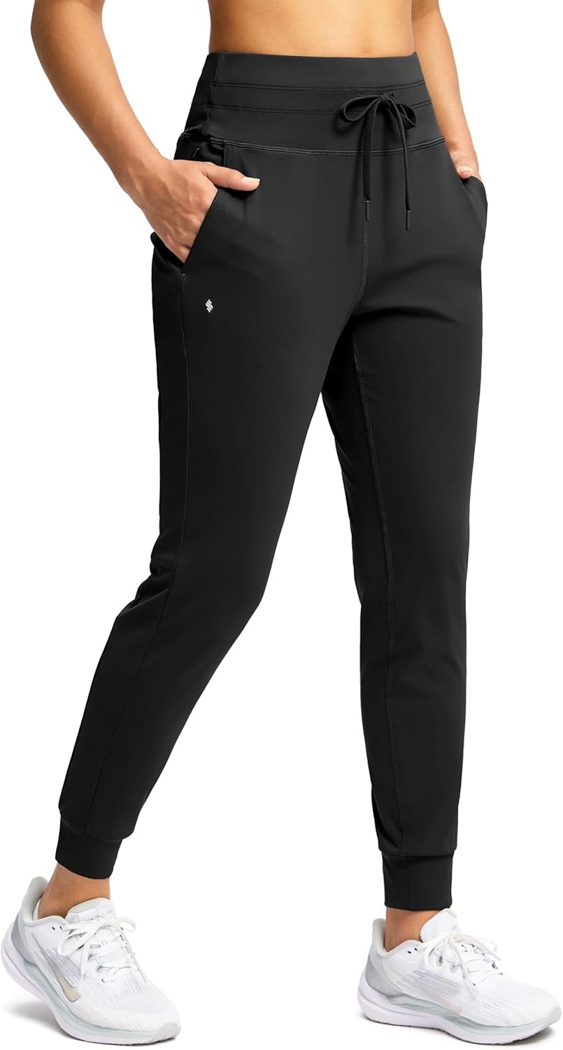 Soothfeel Womens Joggers with Zipper Pockets High Waisted Sweatpants Athletic Leggings Pants for Workout Running Yoga