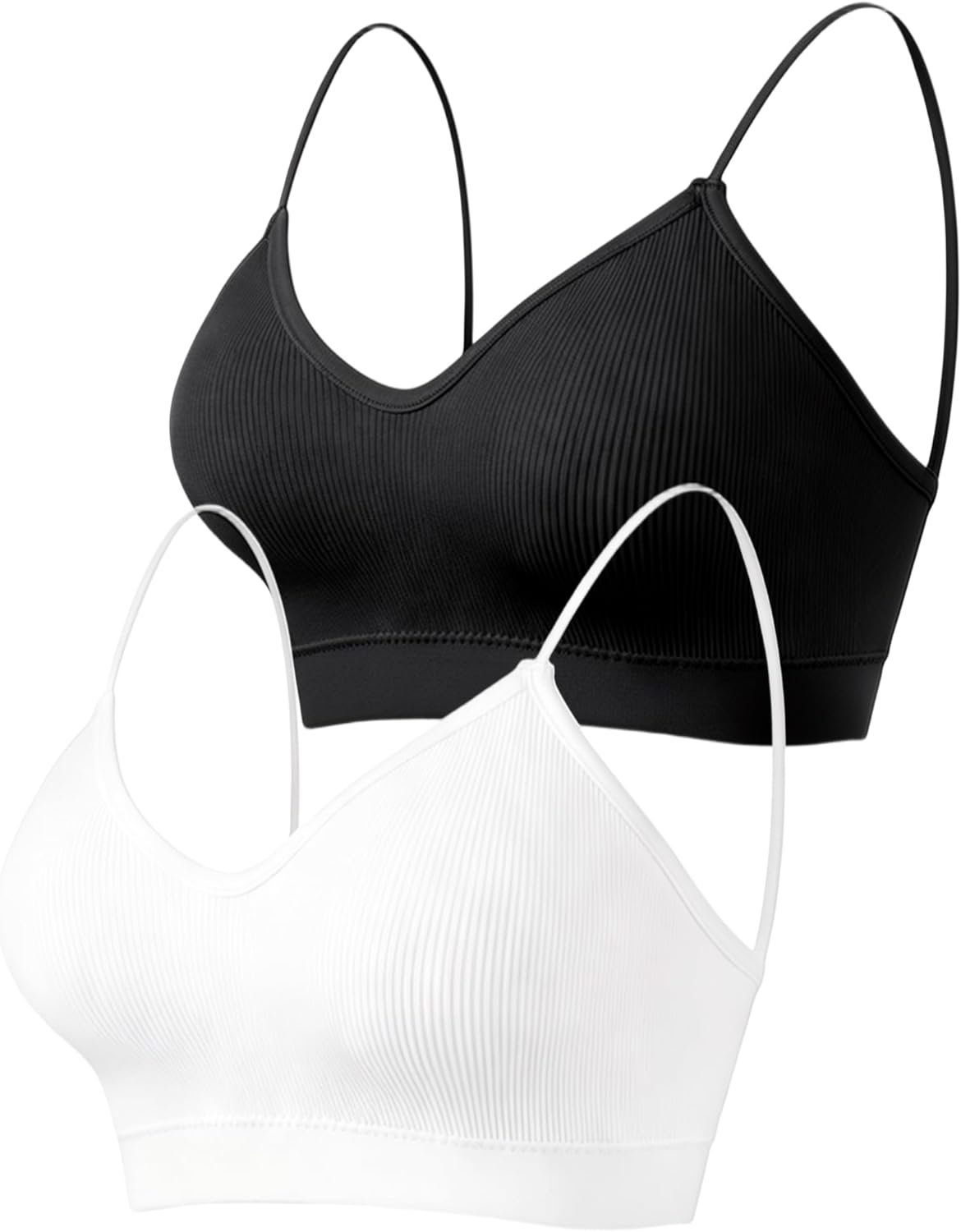 ZENUTA 2PCS Women’s V-Neck Padded Seamless Straps Bralette, Everyday Basic Sleeping Bra, Sports Bras for Women
