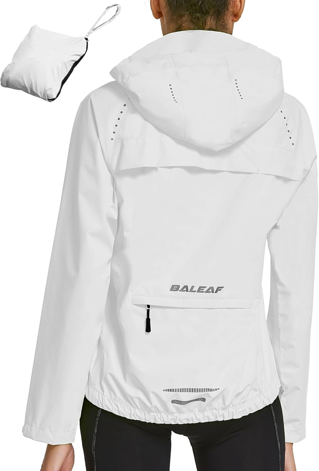 baleaf Women’s Rain Jackets Waterproof Windbreaker Packable Running Lightweight Cycling Jacket Reflective Hooded