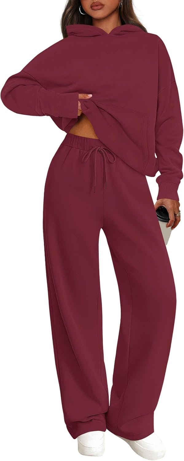 PRETTYGARDEN Women’s 2 Piece Outfits Spring Sweatsuits Oversized Hoodies Wide Leg Sweatpants Tracksuits Lounge Matching Sets