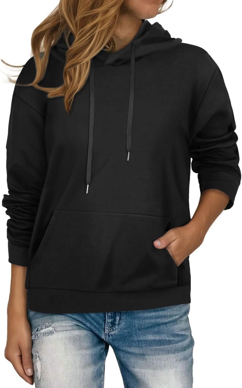 Women’s Hoodies Long Sleeve Sweatshirts Drawstring Pullover Tops with Pocket Casual Loose Blouses Tunic