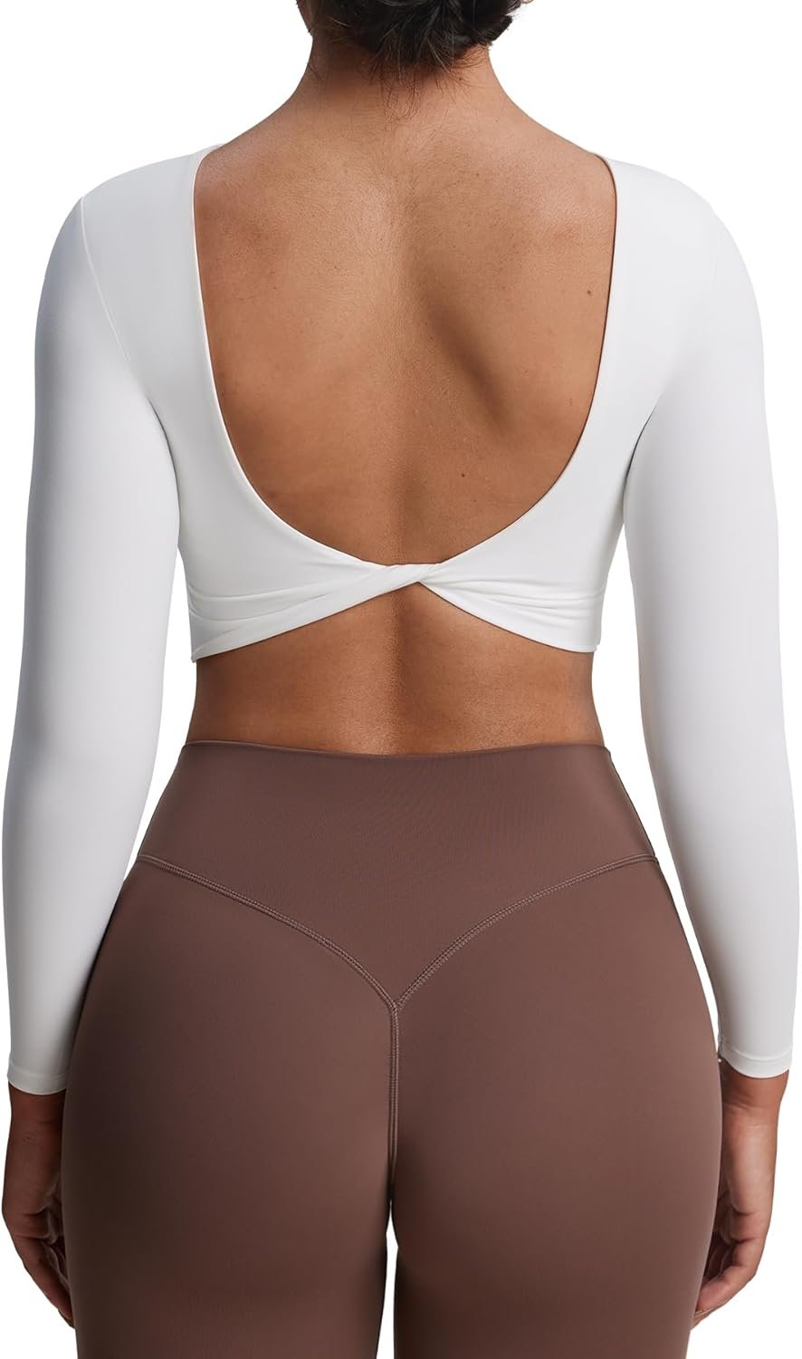 Aoxjox Long Sleeve Crop Tops for Women Emma Twist Back Workout Cropped T Shirt Top