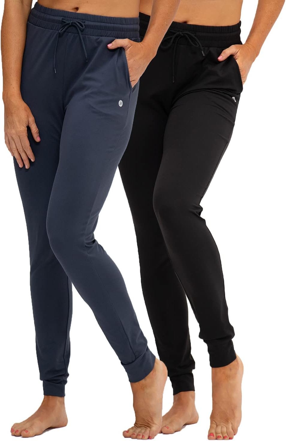 DEVOPS 2 Pack Womens Joggers with Pockets, Drawstring Sweatpants Women for Lounging Jogging Workout and Gym