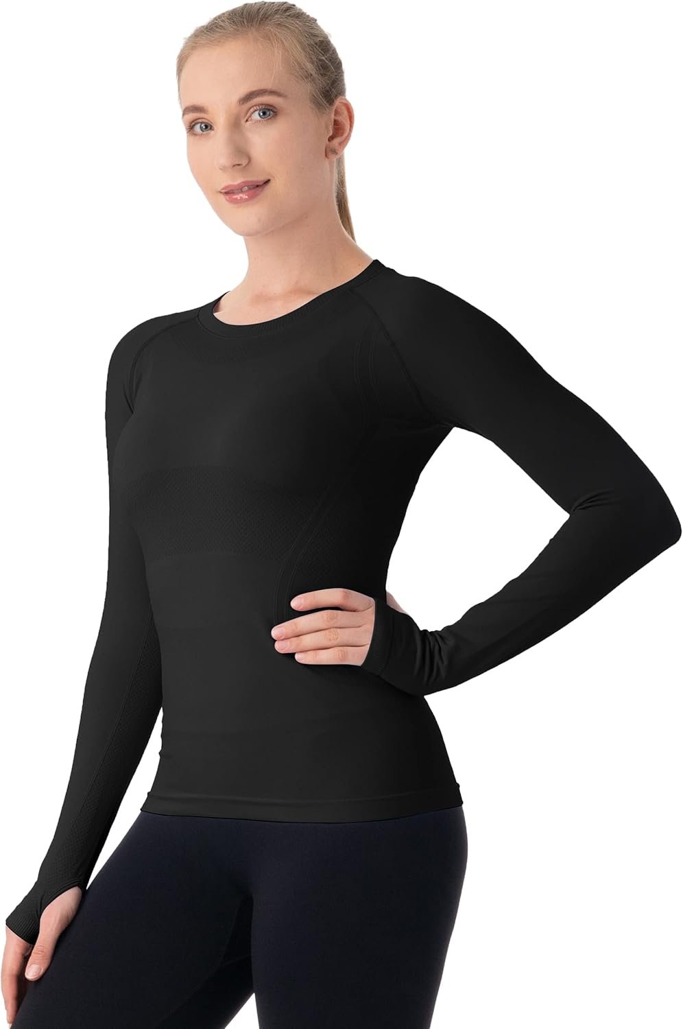 MathCat Seamless Workout Shirts for Women Long Sleeve Yoga Tops Sports Running Shirt Breathable Athletic Top Slim Fit XS-XL