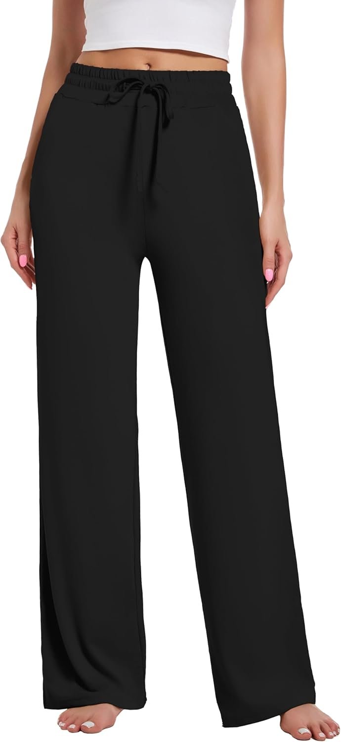 Kivdol Womens Yoga Sweatpants Wide Leg Lounge Pajamas Pants Drawstring Workout Comfy Joggers Sweatpants Pants Pockets