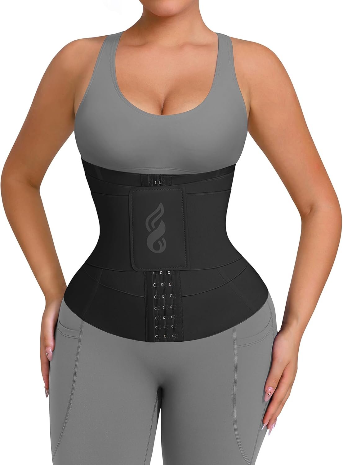 FeelinGirl Waist Trainer for Women Belly Fat Waist Trimmer Ab Belt Tummy Control with Triple Segmented Belt Body Shaper
