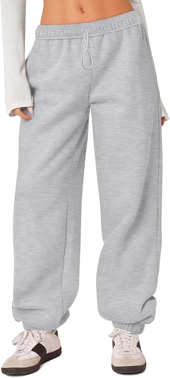 HeSaYep Women’s Baggy Sweatpants High Waisted Sweat Pants Interior Drawstring Baggy Jogger Pants