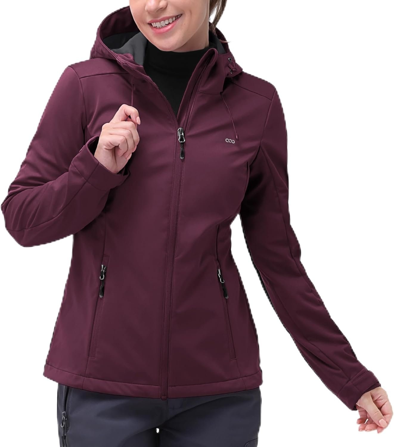 33,000ft Women’s Softshell Jacket with Hood Waterproof Lightweight Windbreaker Windproof Rain Shell Jacket for Outdoor Hiking