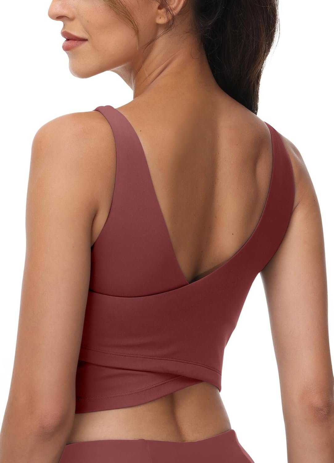 High Neck Sports Bra for Women Longline Full Coverage Sports Bras Medium Impact Padded Workout Crop Tops for Yoga Gym