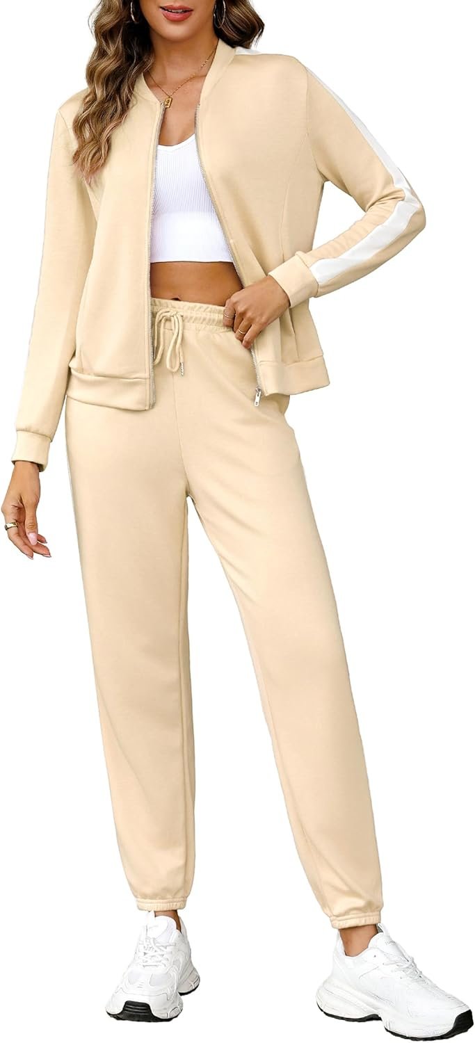 Totatuit Women’s Tracksuit Sets 2 Piece Outfits Long Sleeve Zip Up Sweatshirt Long Pants Jogger Lounge Sweatsuit Sets