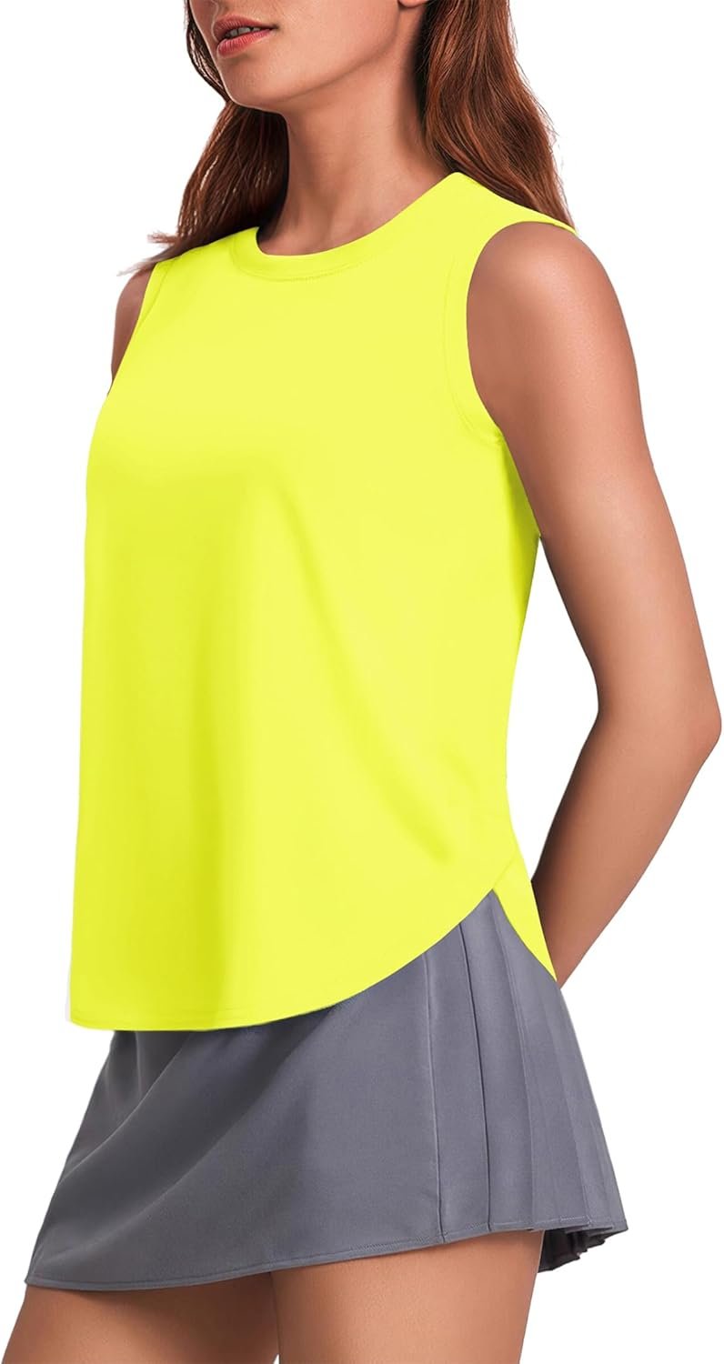 PINSPARK Workout Tank Tops Woman UPF 50+ Yoga Tanks Quick Dry Sleeveless Gym Shirts with Side Slits Loose Fit Athletic Top