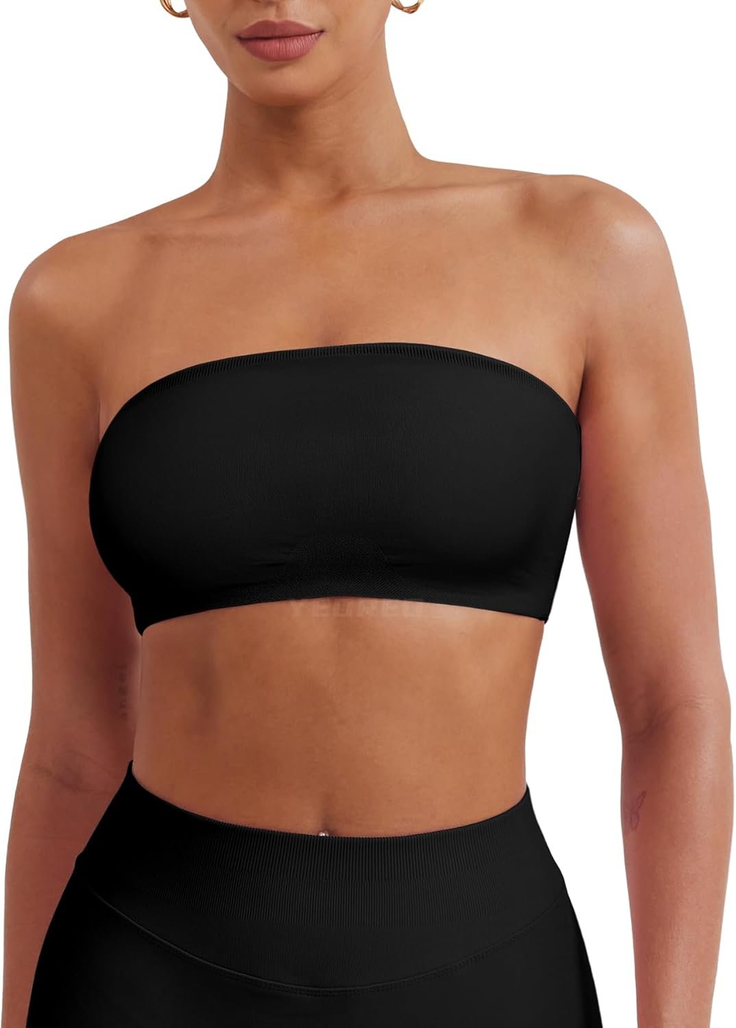 YEOREO Strapless Bandeau Sports Bra for Workout Seamless Tube Top Gym Padded Wireless Bra