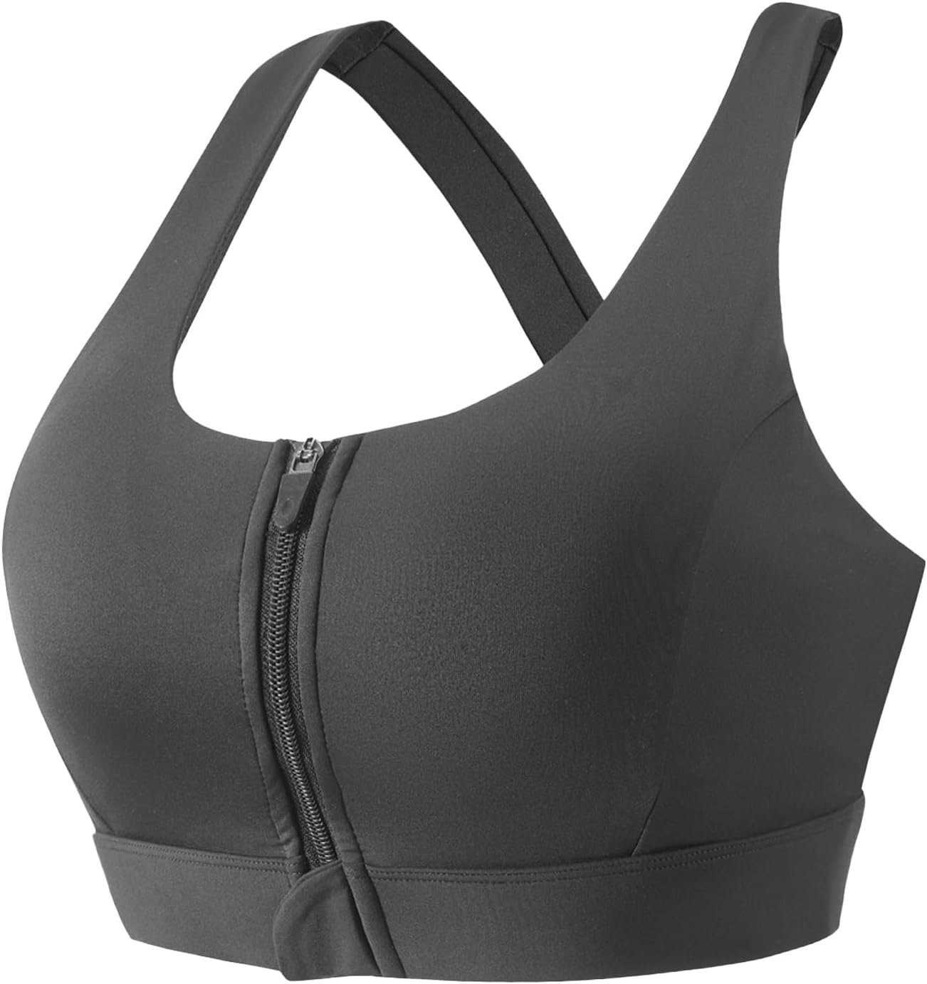 High Support Sports Bras for Women – High Impact Sports Bra Zip Front Padded Strappy Back Workout Bra
