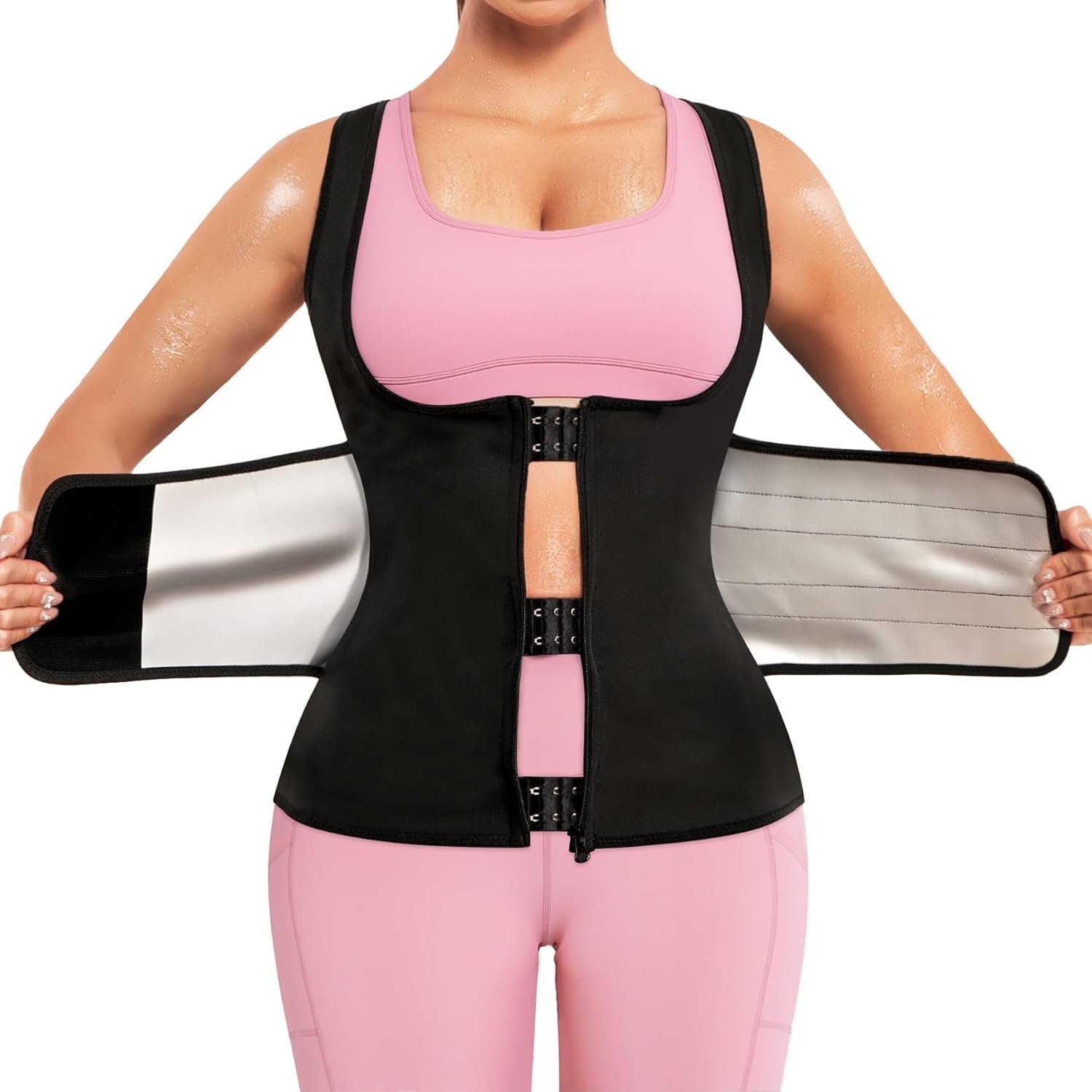 KUMAYES Womens Waist Trainer Corset Sauna Sweat Suit for Women Trimmer Workout Belt Corset Vest Body Shaper Shirt Band