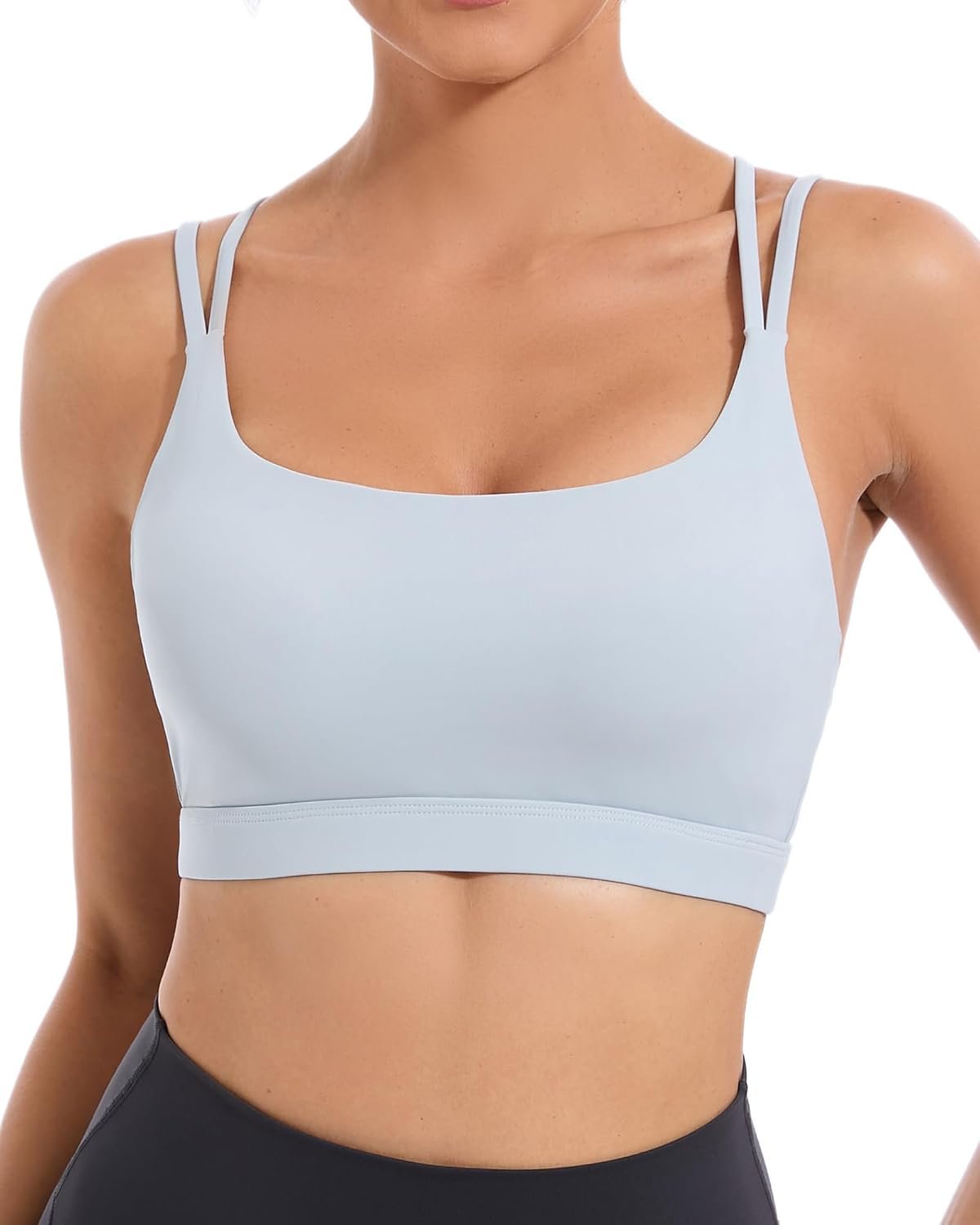 RUNNING GIRL High Impact Sports Bras for Women – Scoop Neck Strappy Sports Bra High Support Moulded Cup Workout Bra