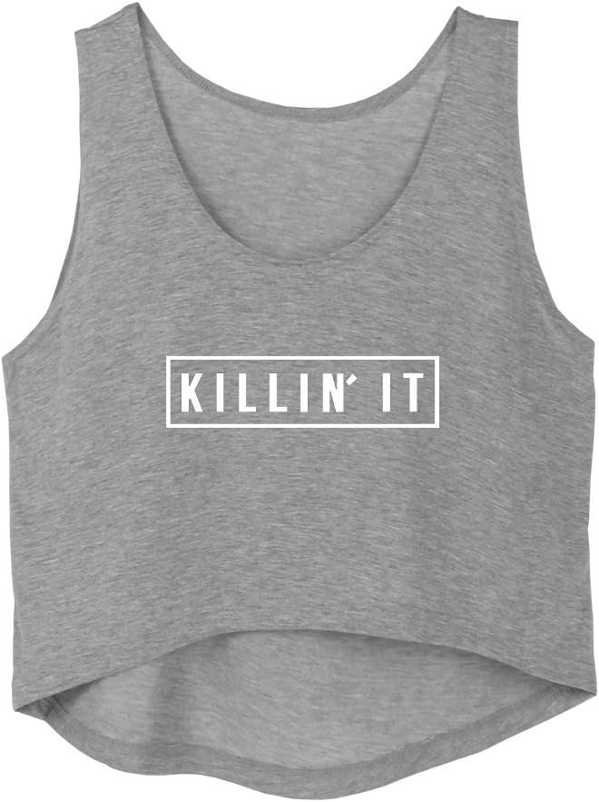 YITAN Women Graphic Sleeveless Tank Crop Top Teen Girls Cute Gym Tee Shirt
