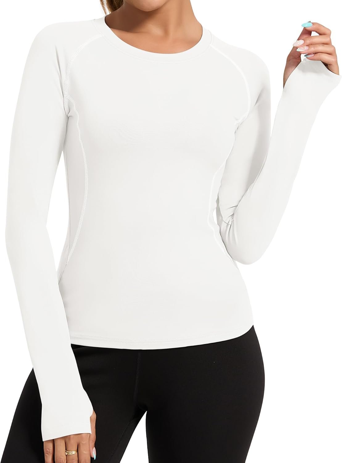 Loovoo Workout Tops for Women 1/2 Pack Long Sleeve Athletic Shirts with Thumb Holes Breathable Quick Dry Yoga T-Shirts