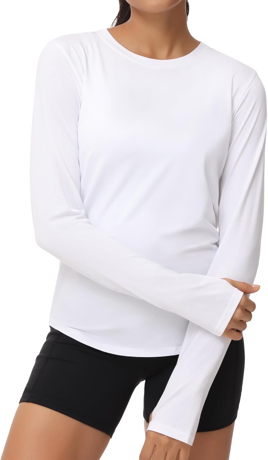 THE GYM PEOPLE Women’s Long Sleeve Workout Shirts Athletic Crewneck Hiking Tops with Thumb Hole
