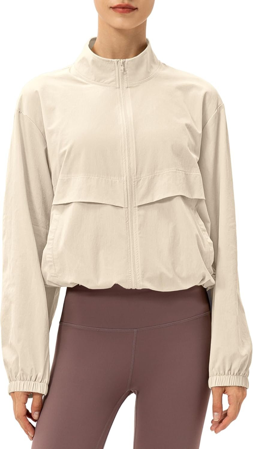 Gacaky Women’s Lightweight Athletic Jacket Sun Protection Full Zip Long Sleeve Shirts Workout Track Jackets with Pocket