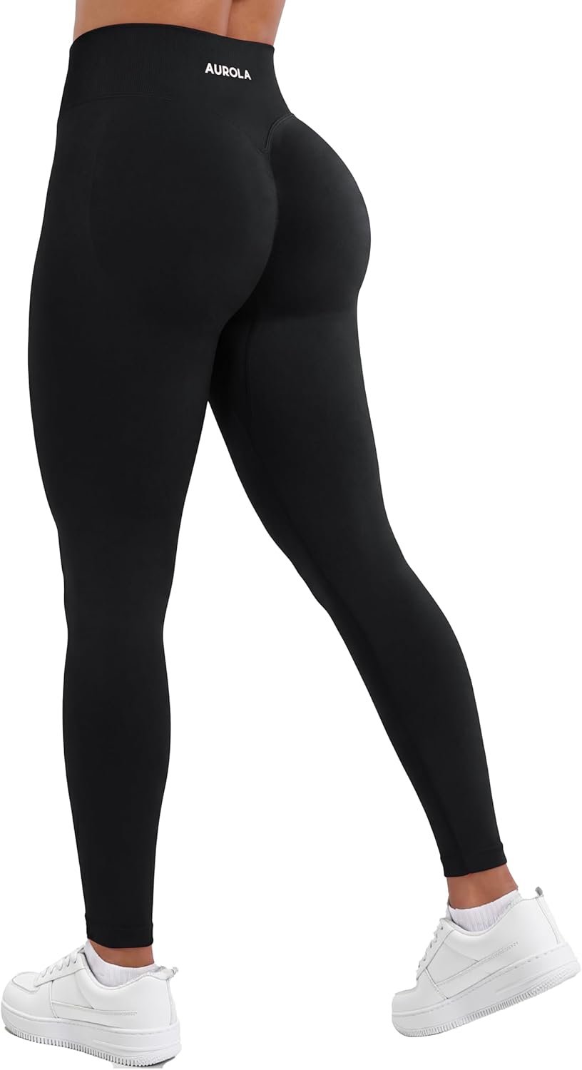 AUROLA Influence Workout Leggings for Women, Seamless Compression Tummy Control Leggings Mid Rise Yoga Pants