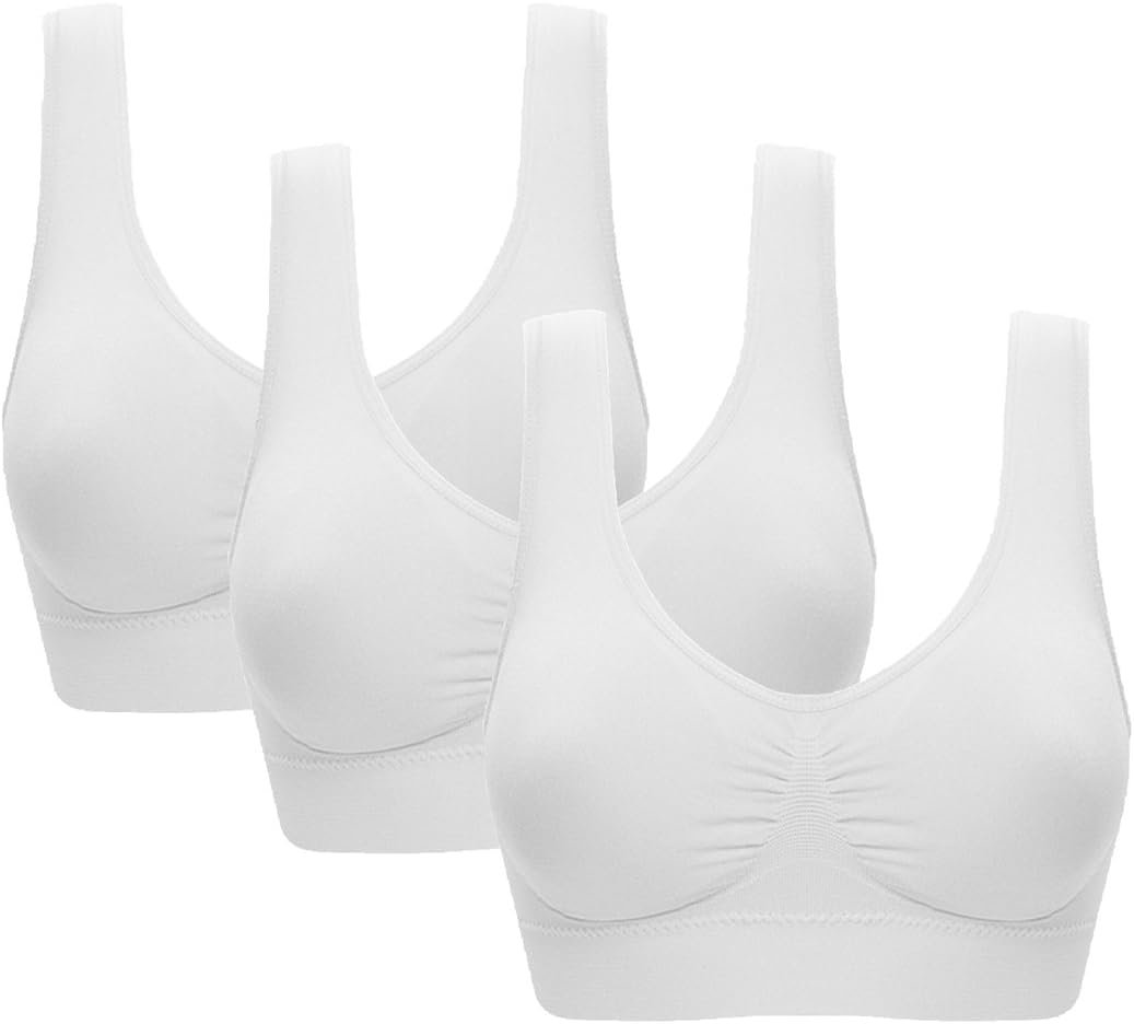 Vermilion Bird Women’s 3 Pack Seamless Comfortable Sports Bra with Removable Pads