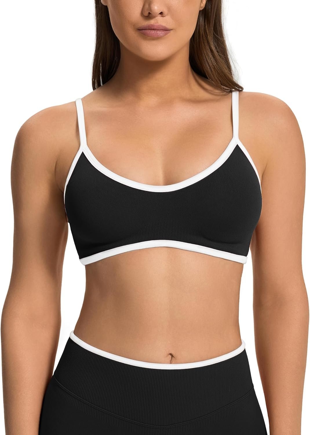 JOYSPELS Women’s Seamless Sports Bra, Push Up Yoga Bra with Removable Pads, Adjustable Convertible Straps, Wirefree Gym Top