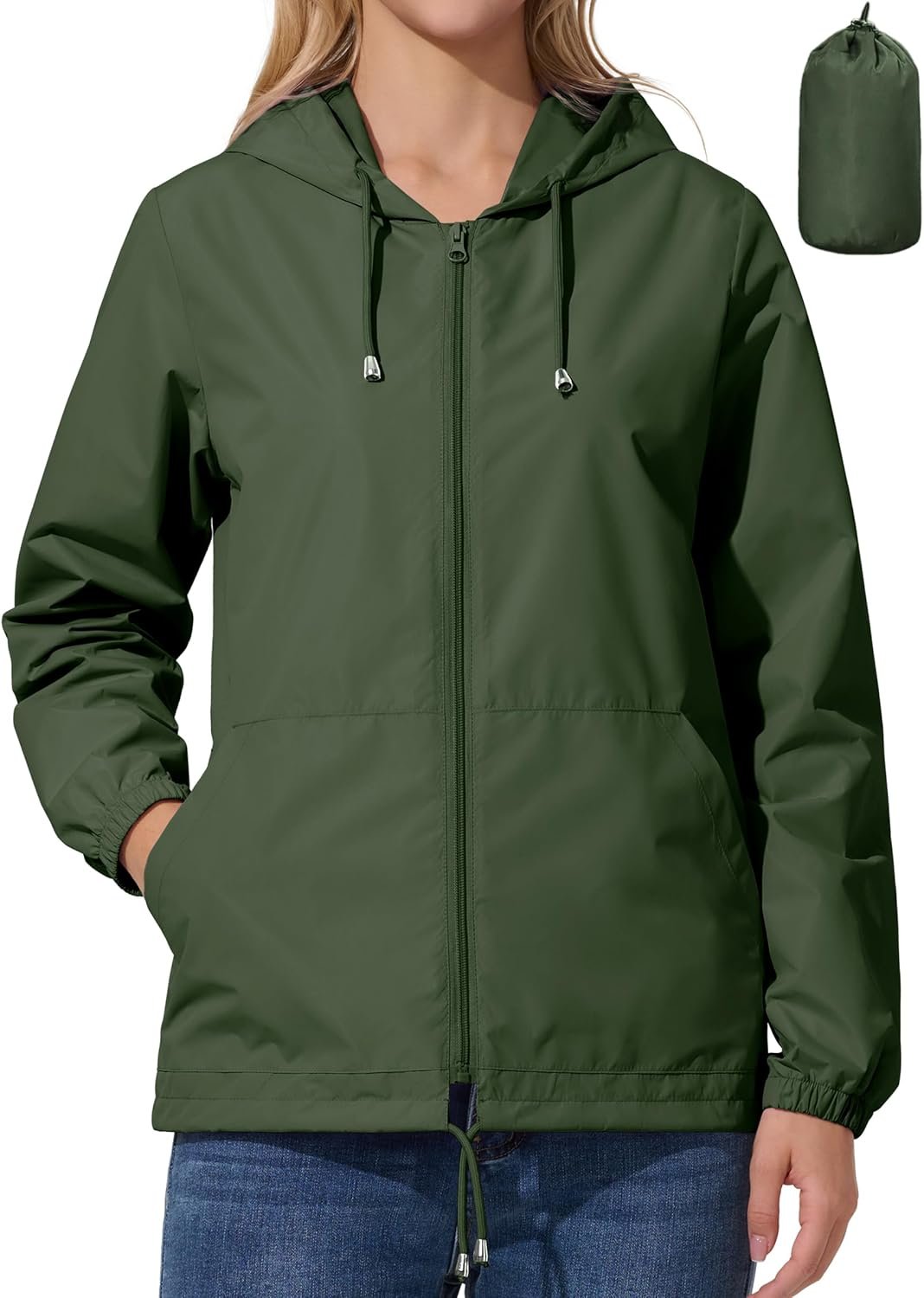 UIQUR Womens Rain Jacket Lightweight Windbreaker Waterproof Raincoat Cycling Running Hiking Gear Hood Packable