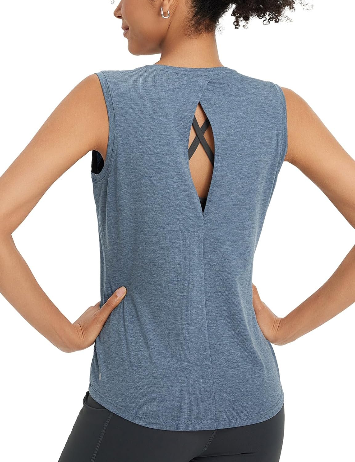 baleaf Women’s Workout Tank Tops Open Back Yoga Top High Neck Sleeveless Shirts Running Loose Fit Athletic Gym