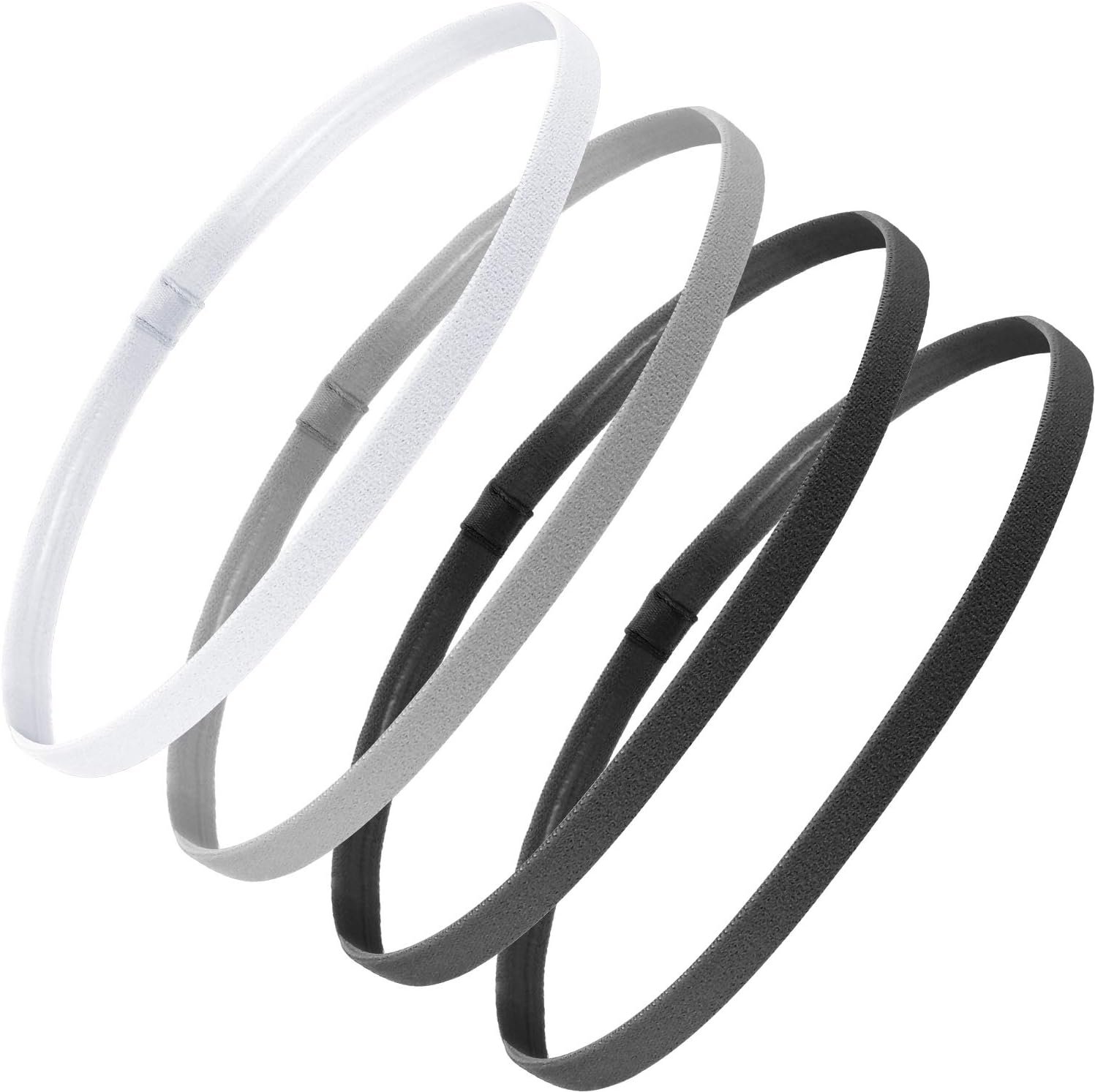 4 Pieces Elastic Sports Headbands Thick Non-Slip Hair Bands for Women and Men