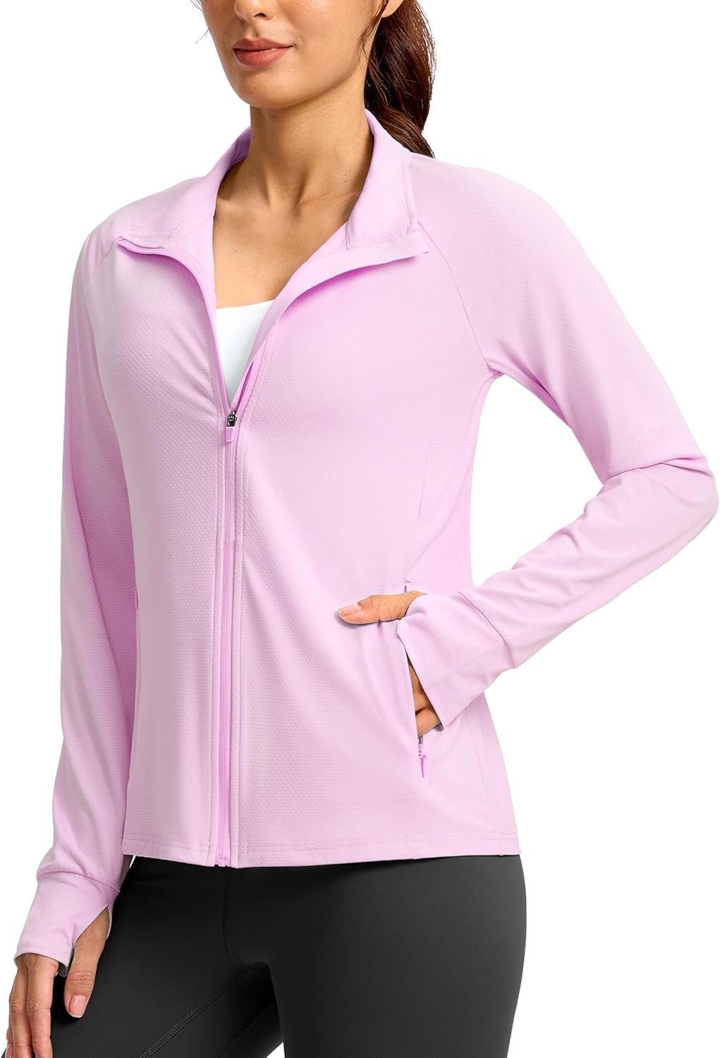 G Gradual Women’s Lightweight Athletic Jacket Sun Protection UPF 50+ Zip Up 4 Pockets Long Sleeve Shirts Workout Running
